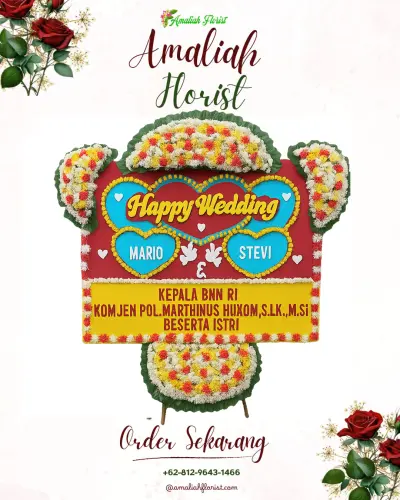 Karangan Papan Bunga Pernikahan di Tajinan